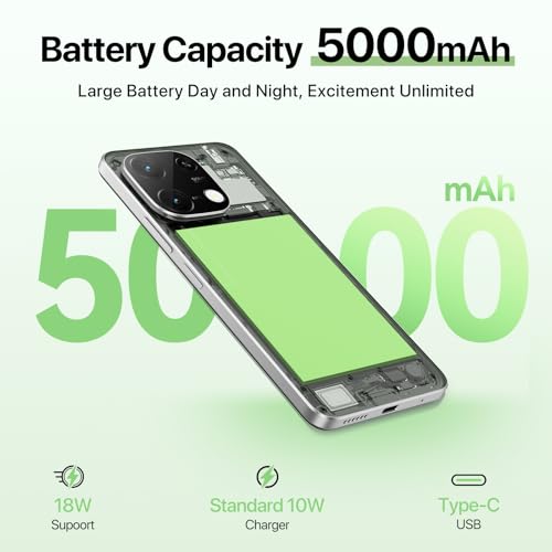Android 14 Unlocked Smartphone 12GB 128GB 6.75" HD+ 90Hz 5000mAh 50MP White Z661