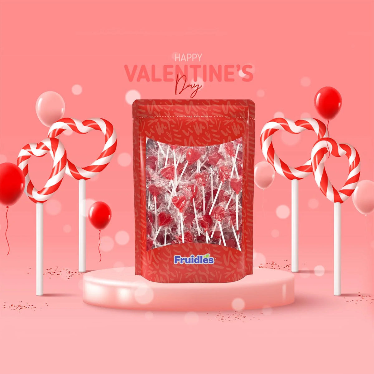 Mini Red Heart Shaped Strawberry Flavored Lollipops 400 Count H5618