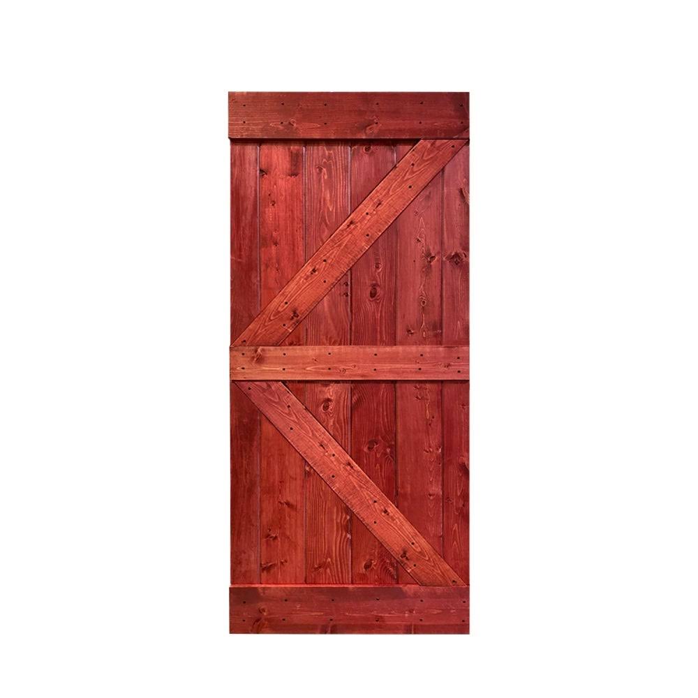 Red Walnut Stained Solid Pine Wood Interior Sliding Barn Door Slab G2905