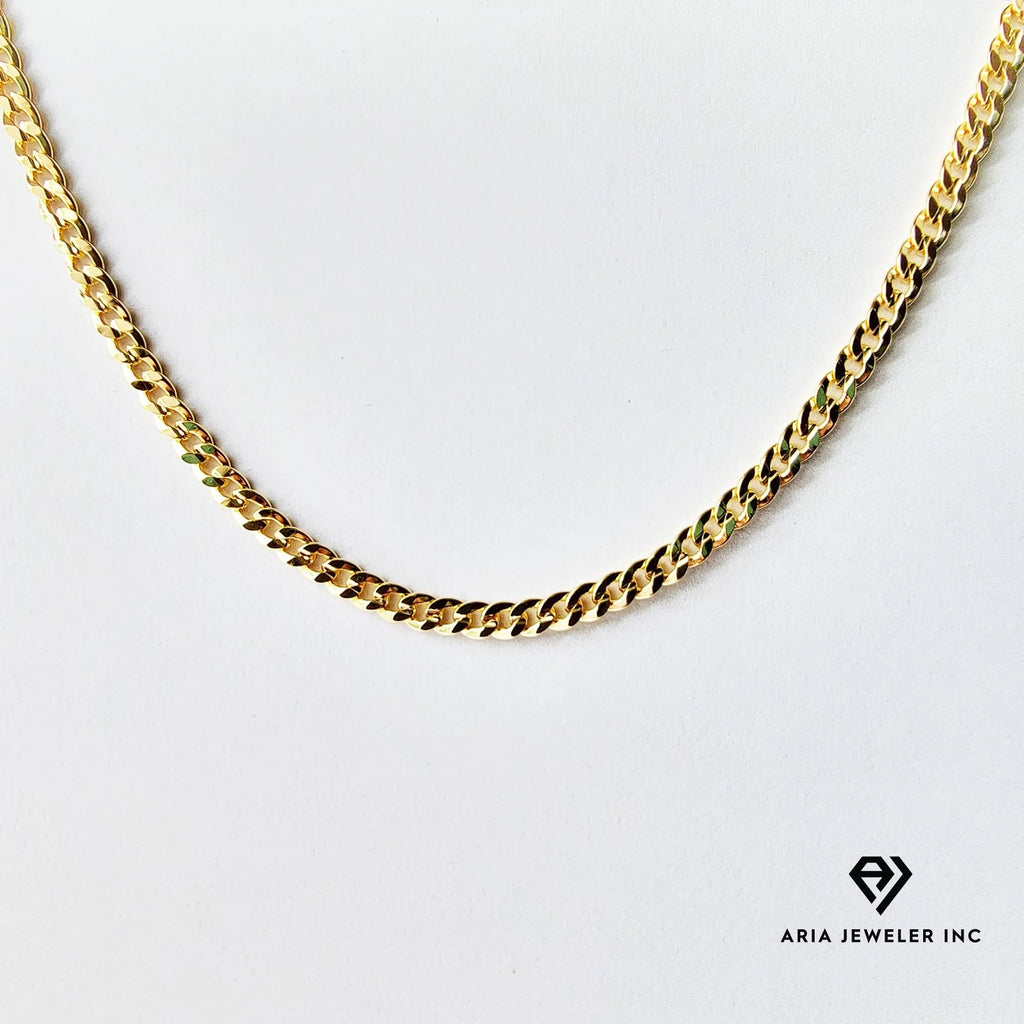14k Bonded Gold Necklace with Oval Rose Pendant, 14K Cuban Chain Necklace R5124