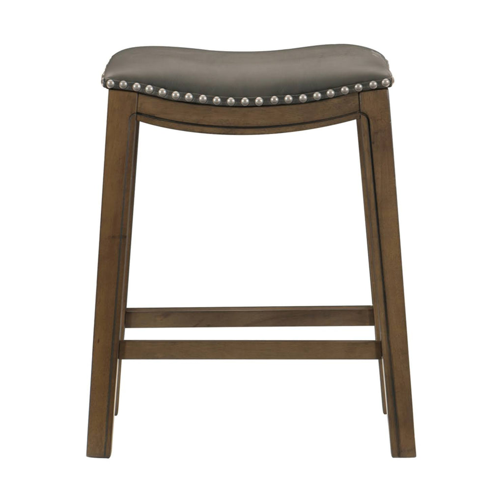 24x22 Counter Height Wooden Saddle Seat Barstool, Gray Brown (2 Pack) E833