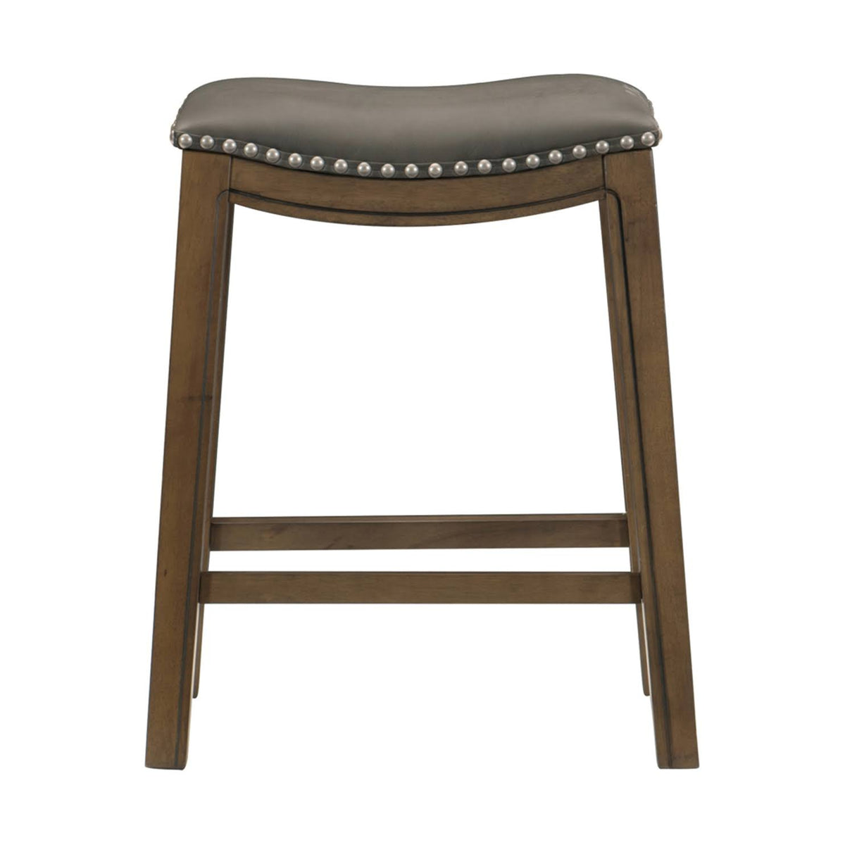 24x22 Counter Height Wooden Saddle Seat Barstool, Gray Brown (2 Pack) E833
