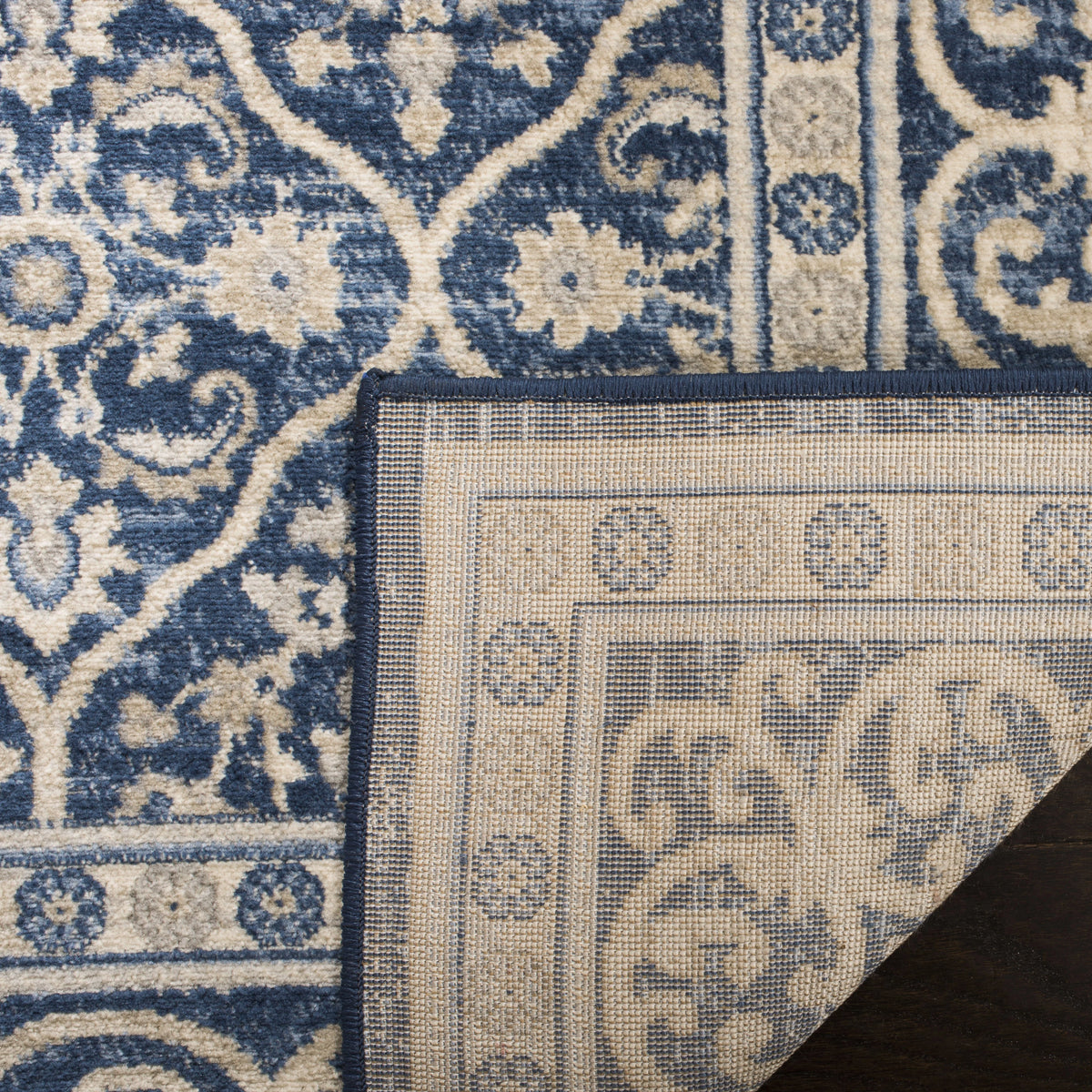 Navy Light Grey Geometric Area Rug D91915