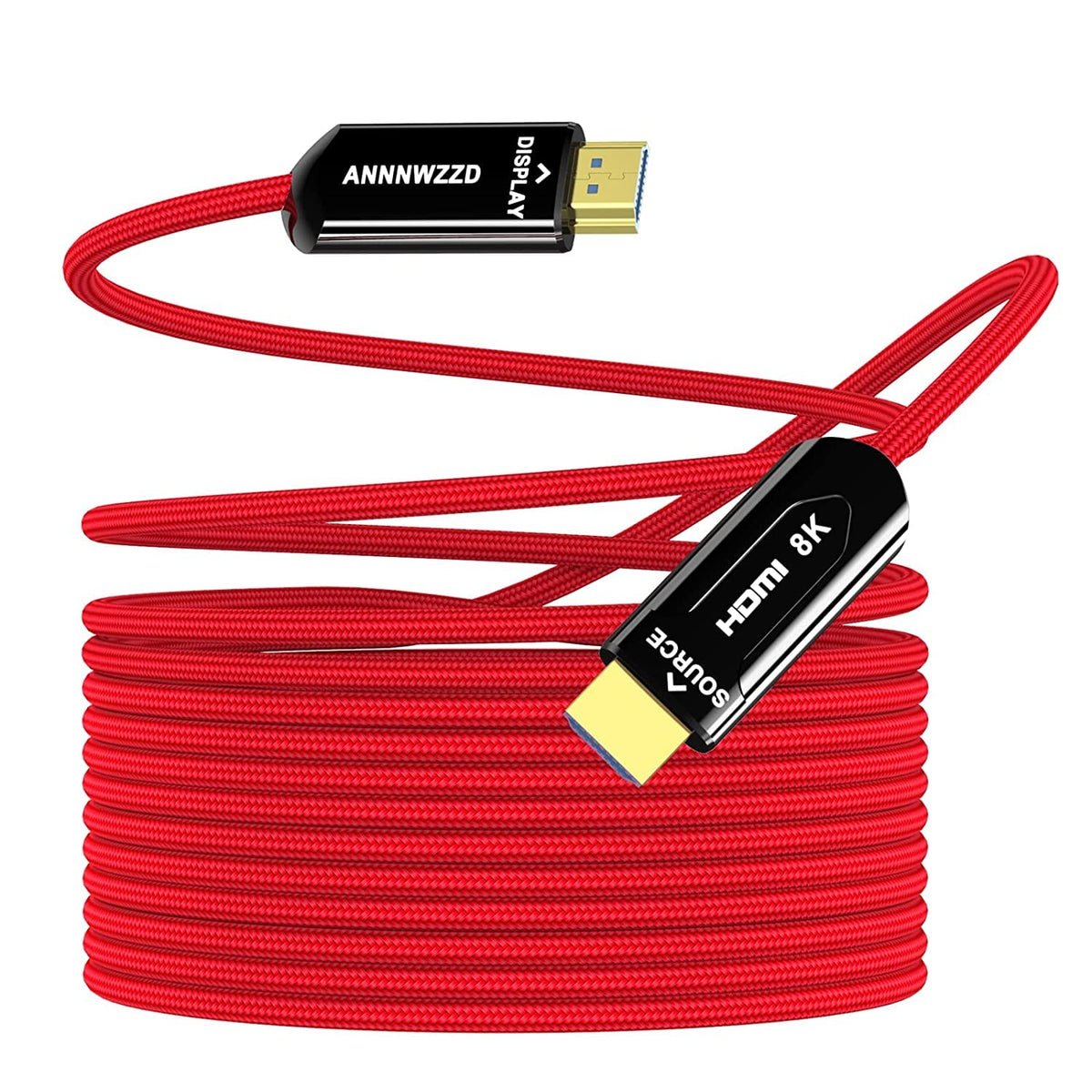 8K HDMI Fiber Optic Cable 164FT 50M Red Braided T73974