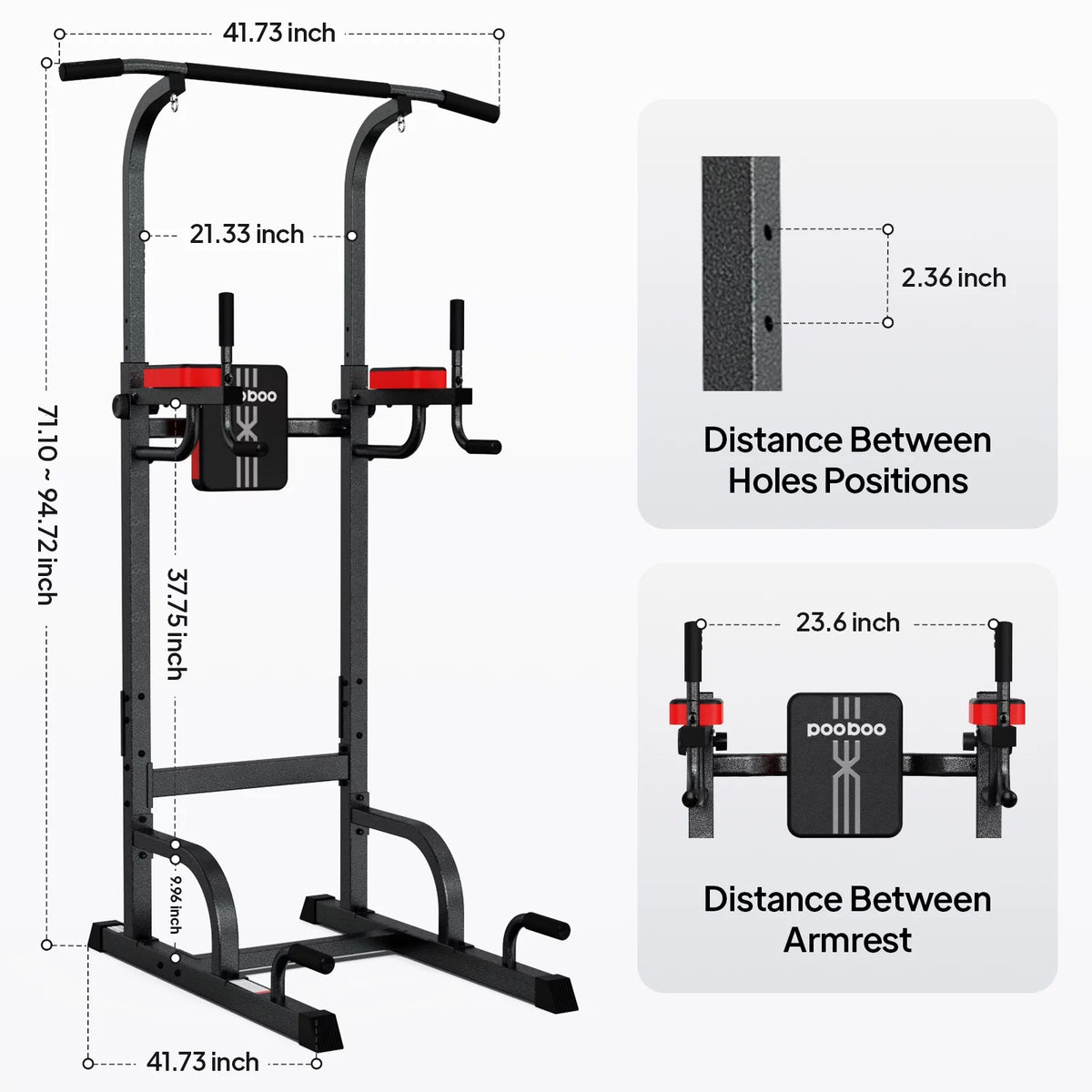 Power Tower Dip Station Pull up Bar 480lbs Z838952