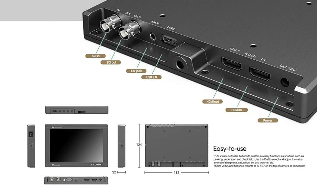 7 inch Metal Full HD 1920x1200 4K HDMI 3G-SDI On Camera Field Monitor D4013