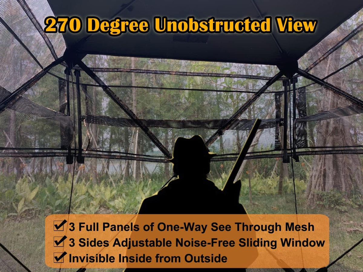 Portable 3 Person 270° See Through Ground Camouflage Hunting Blind Tent C59634