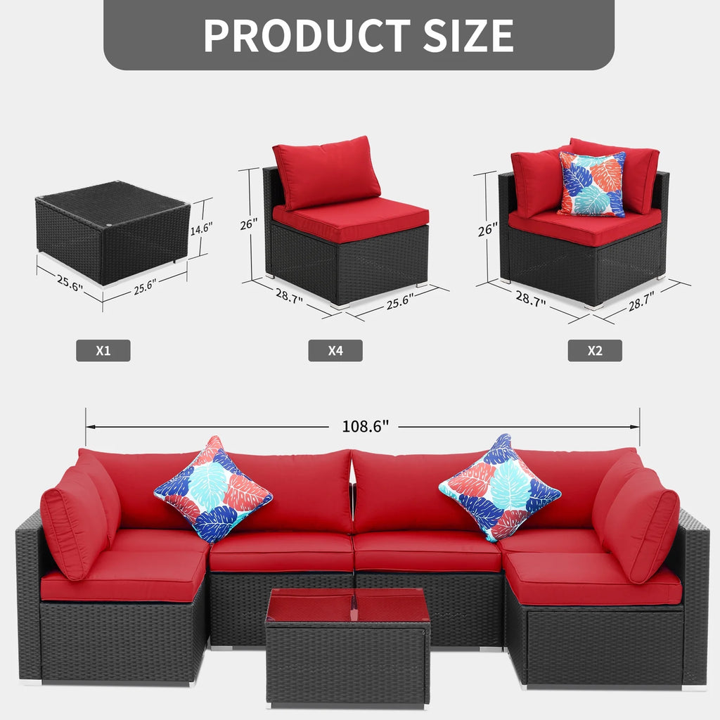 7 Pcs Outdoor Patio Furniture Sofa Set J63597