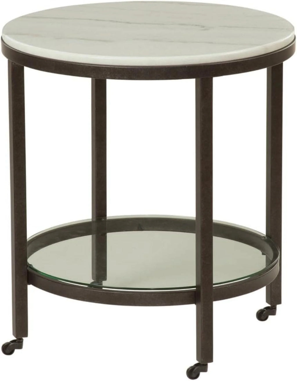 White Marble Round End Table N50939