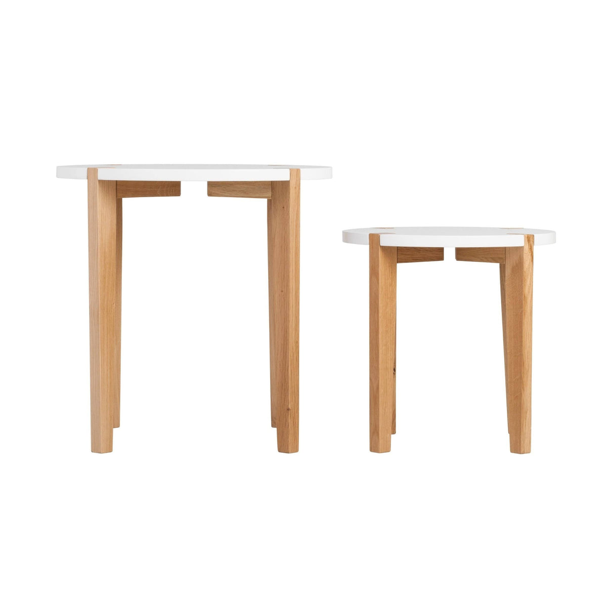White Oak Round Nesting Side Tables (Set of 2) R317907