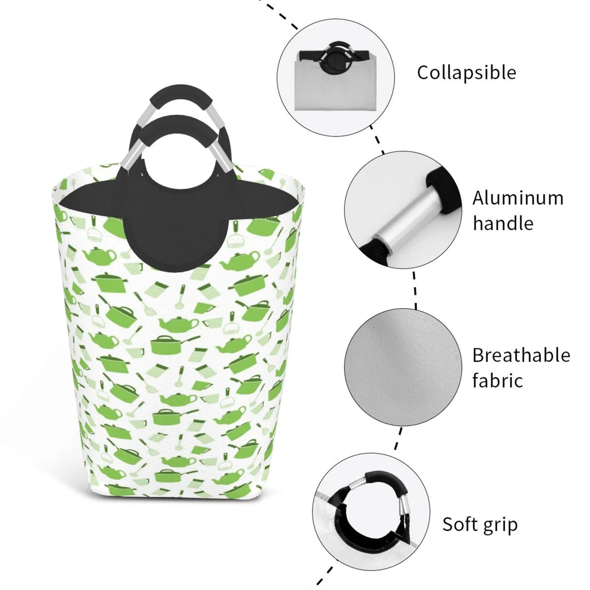 Large Canvas Fabric Collapsible Laundry Hamper X8447