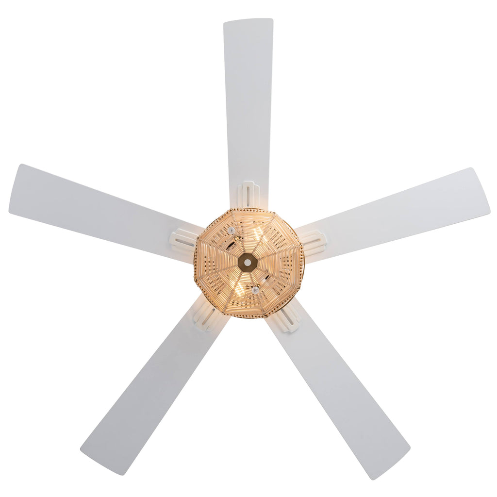 52x22 5-Blade LED Rattan Lighted Ceiling Fan Tan C97546