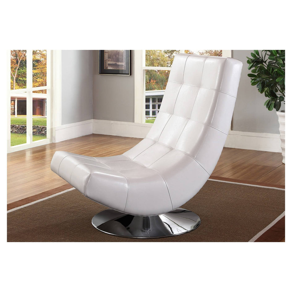 White Faux Leather Swivel Chair with Metal Base S4547