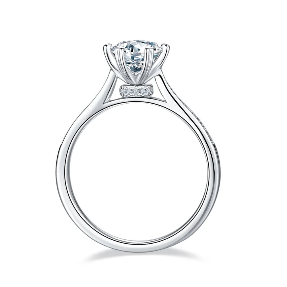 1 Carat Moissanite Engagement Ring 925 Sterling Silver Round Cut Q249