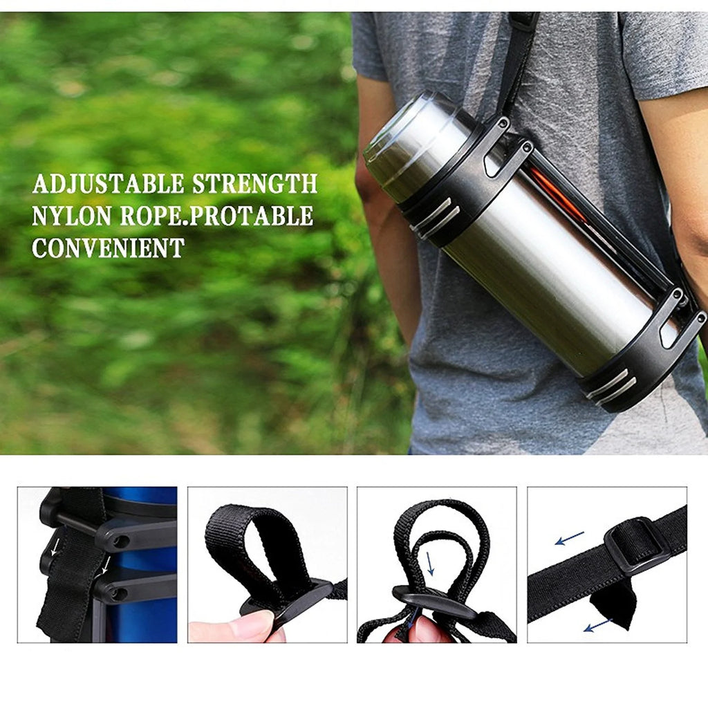 Large Stainless Steel Double Wall Vacuum Insulated Beverage Bottle with Plastic Drinking Mug K391085