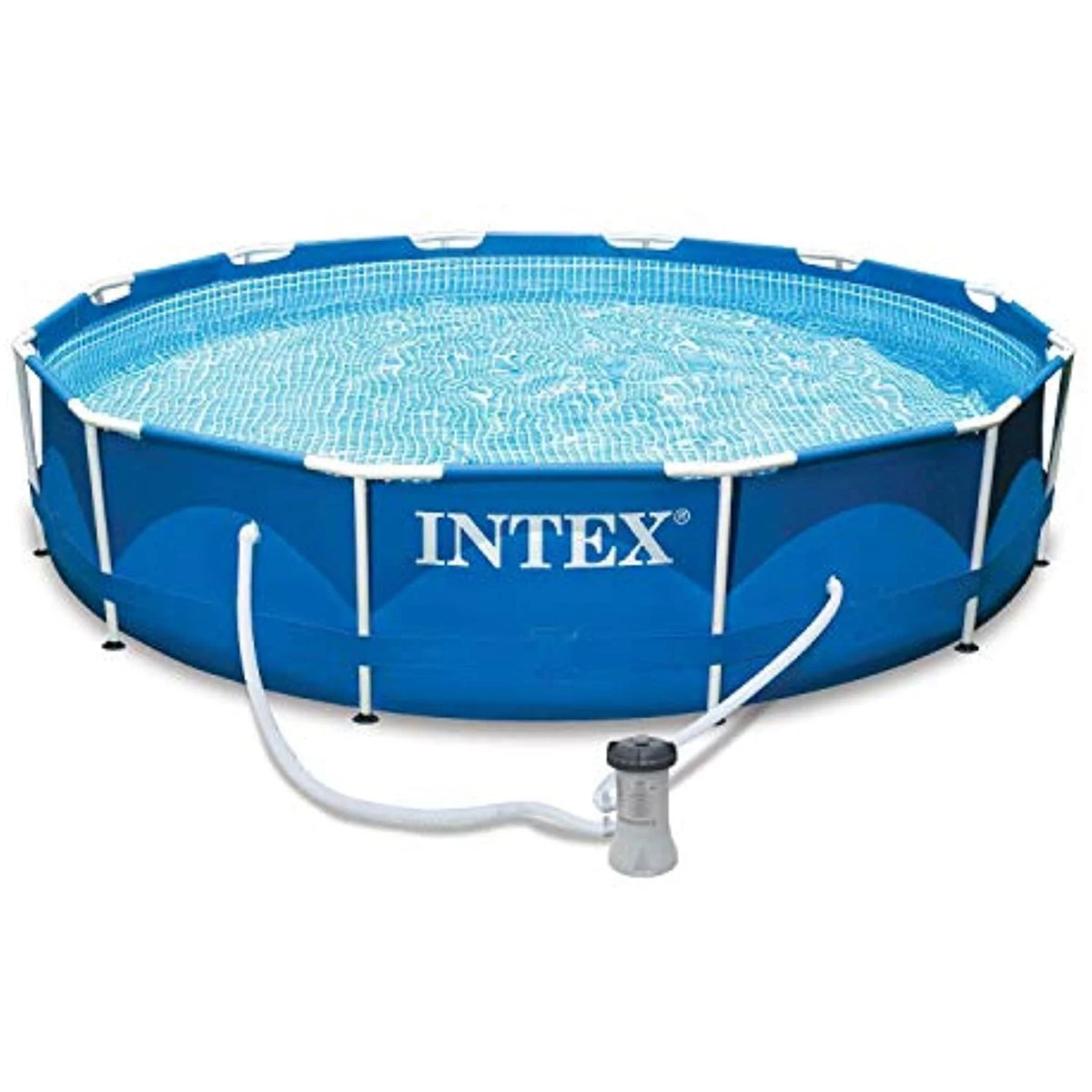 12 Ft x 30 Inches Metal Frame Above Ground Swimming Pool with Filter & Cover E5781