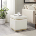 White Faux Leather Square Storage Ottoman Y5227