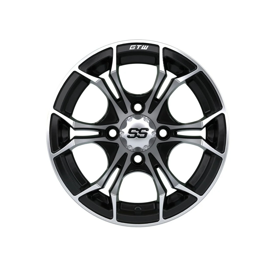 12 inch Black Machined Golf Cart Wheel with Street Tire Set of 4 Y7758