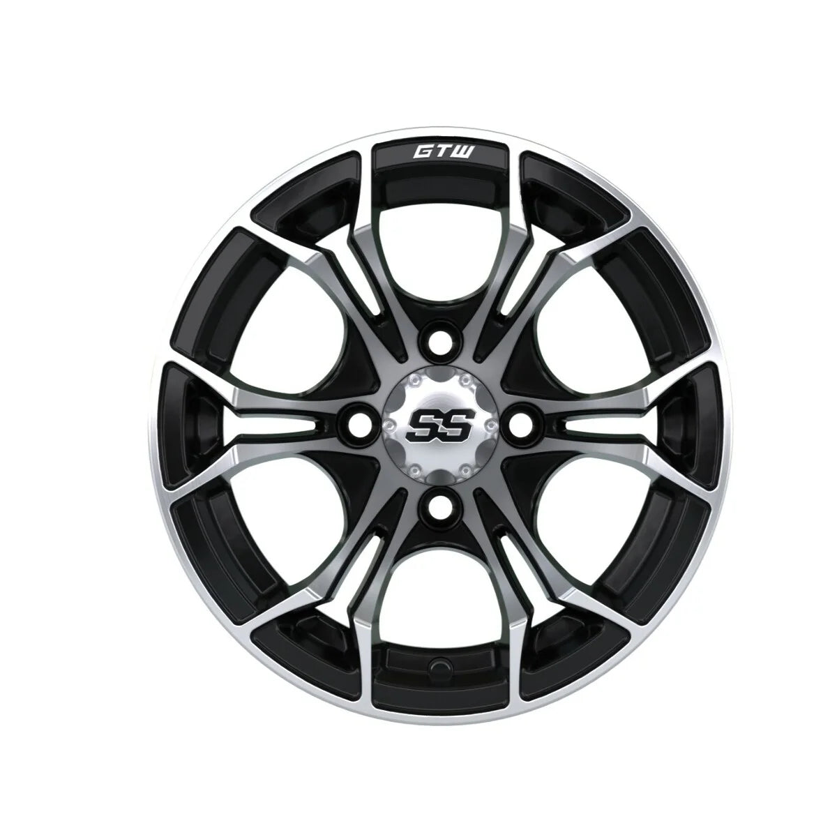 12 inch Black Machined Golf Cart Wheel with Street Tire Set of 4 Y7758