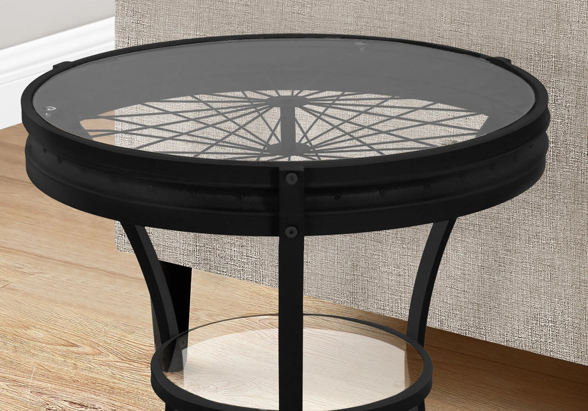 Round Clear Tempered Glass Accent Table D291562