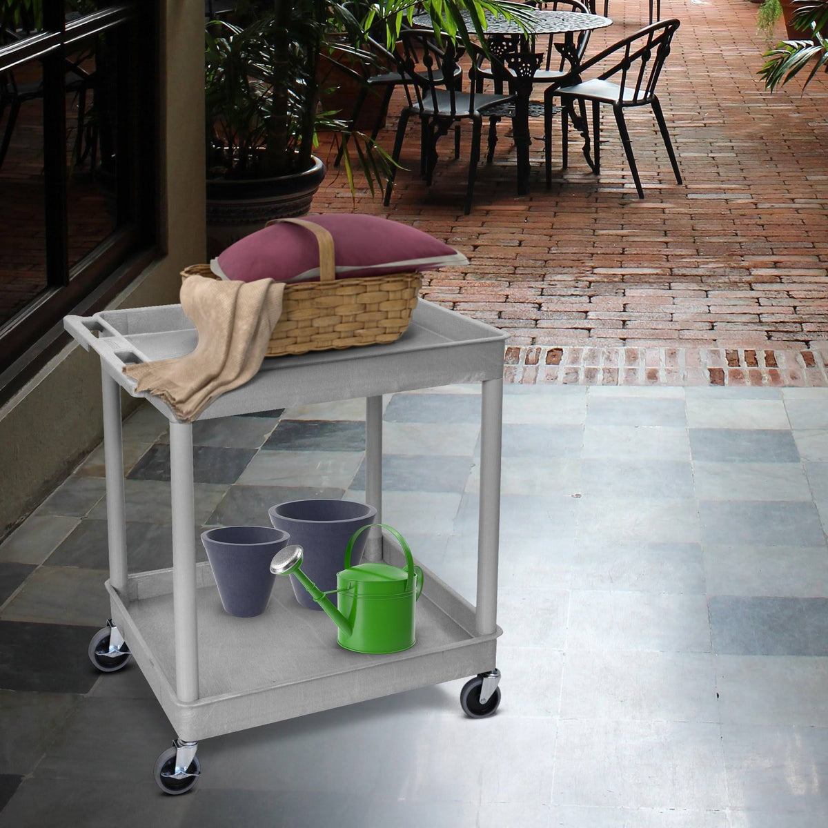 Gray 2 Shelf Utility Tub Cart C4718