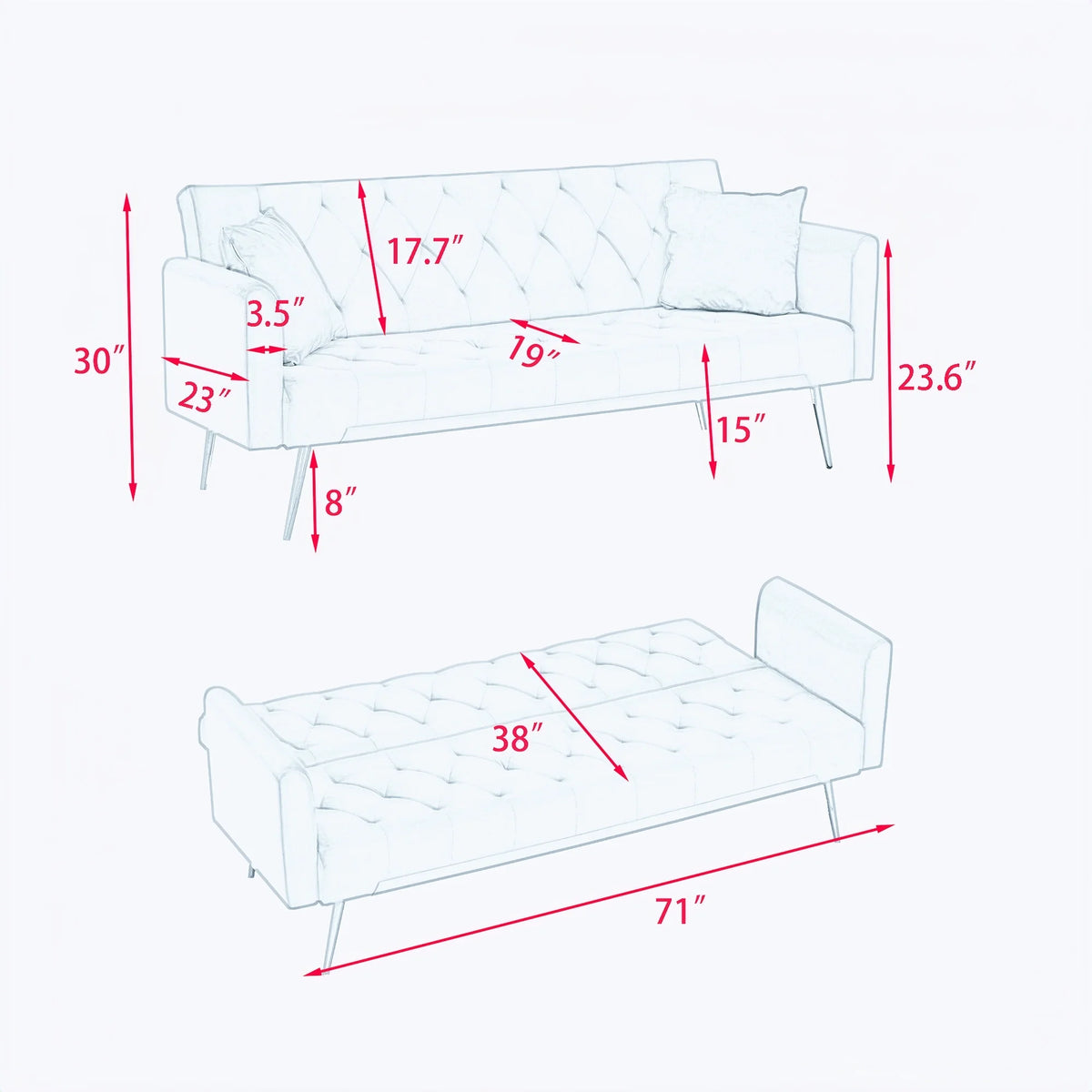 Double Folding Sofa Bed Gray B610708