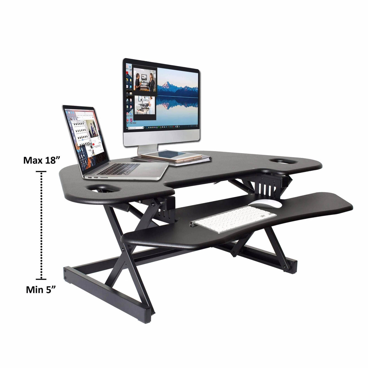 Height Adjustable Corner Desk Riser, Black D842