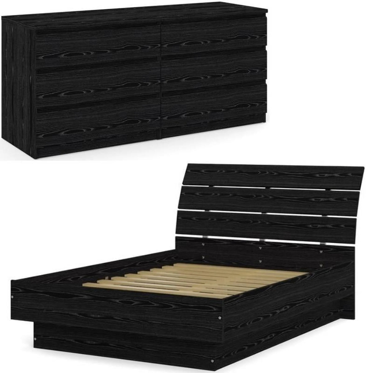 2 Piece Full Bed and 6 Drawer Double Dresser Set S885