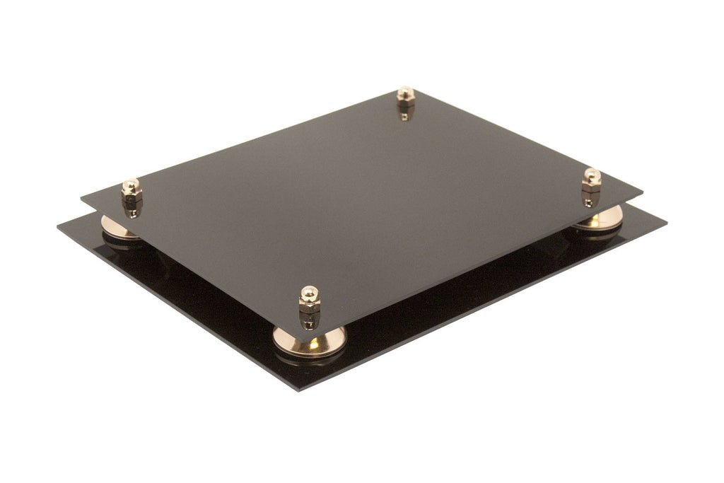 Clear Acrylic Display Case - Medium Rectangle Box with Gold Risers 12.25 inch x 10 inch x 10.5 inch F439209
