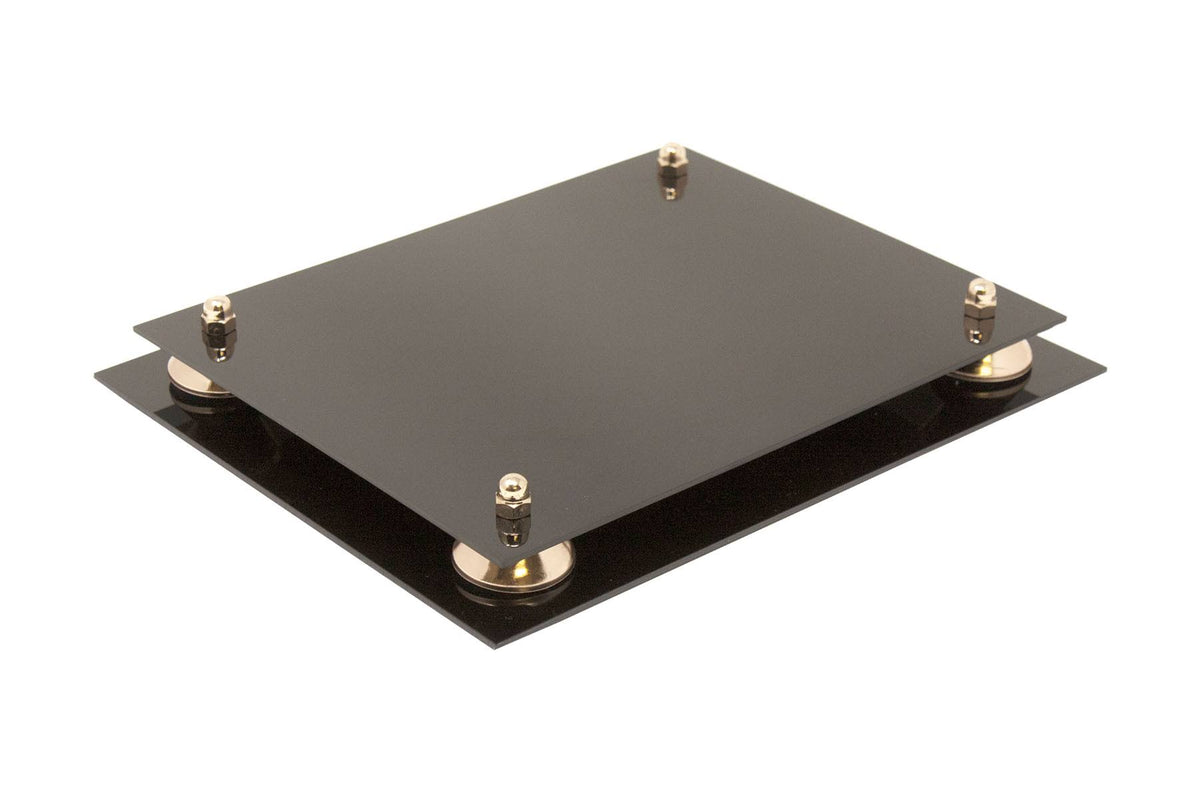 Clear Acrylic Display Case - Medium Rectangle Box with Gold Risers 12.25 inch x 10 inch x 10.5 inch F439209