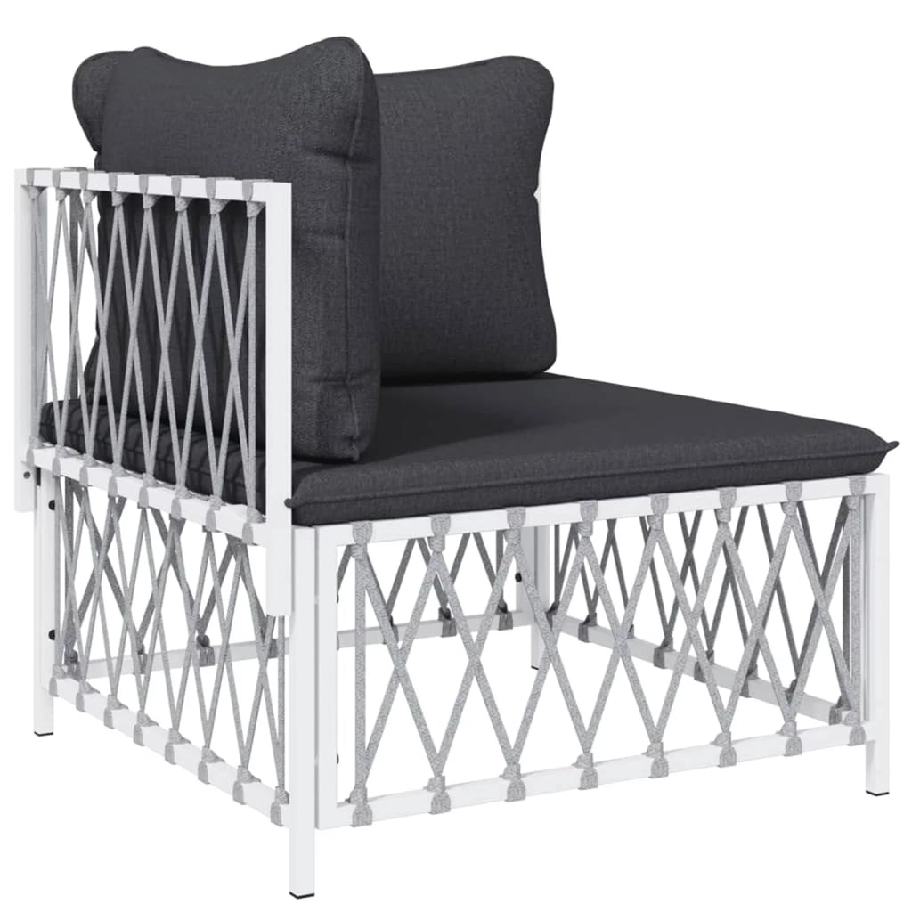 6 Piece Patio Set with Cushions White Steel S786626