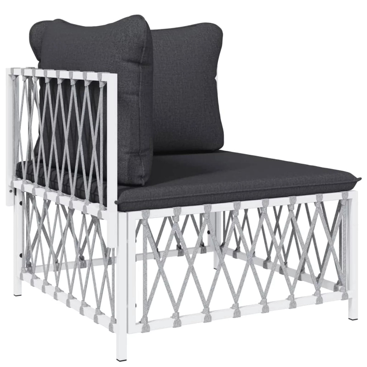6 Piece Patio Set with Cushions White Steel S786626