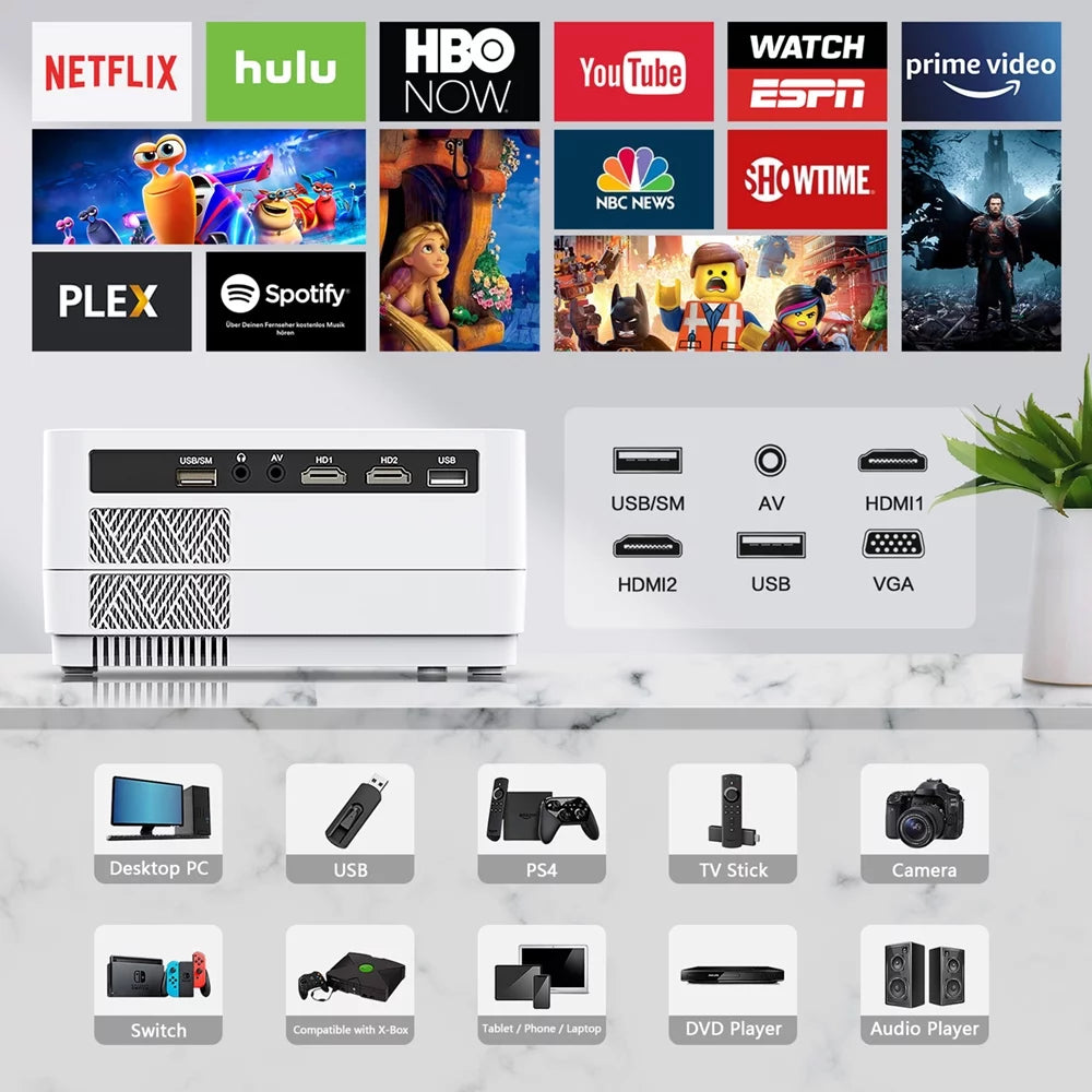 12000LM Native 1080P HD Projector with WiFi and Bluetooth S8209