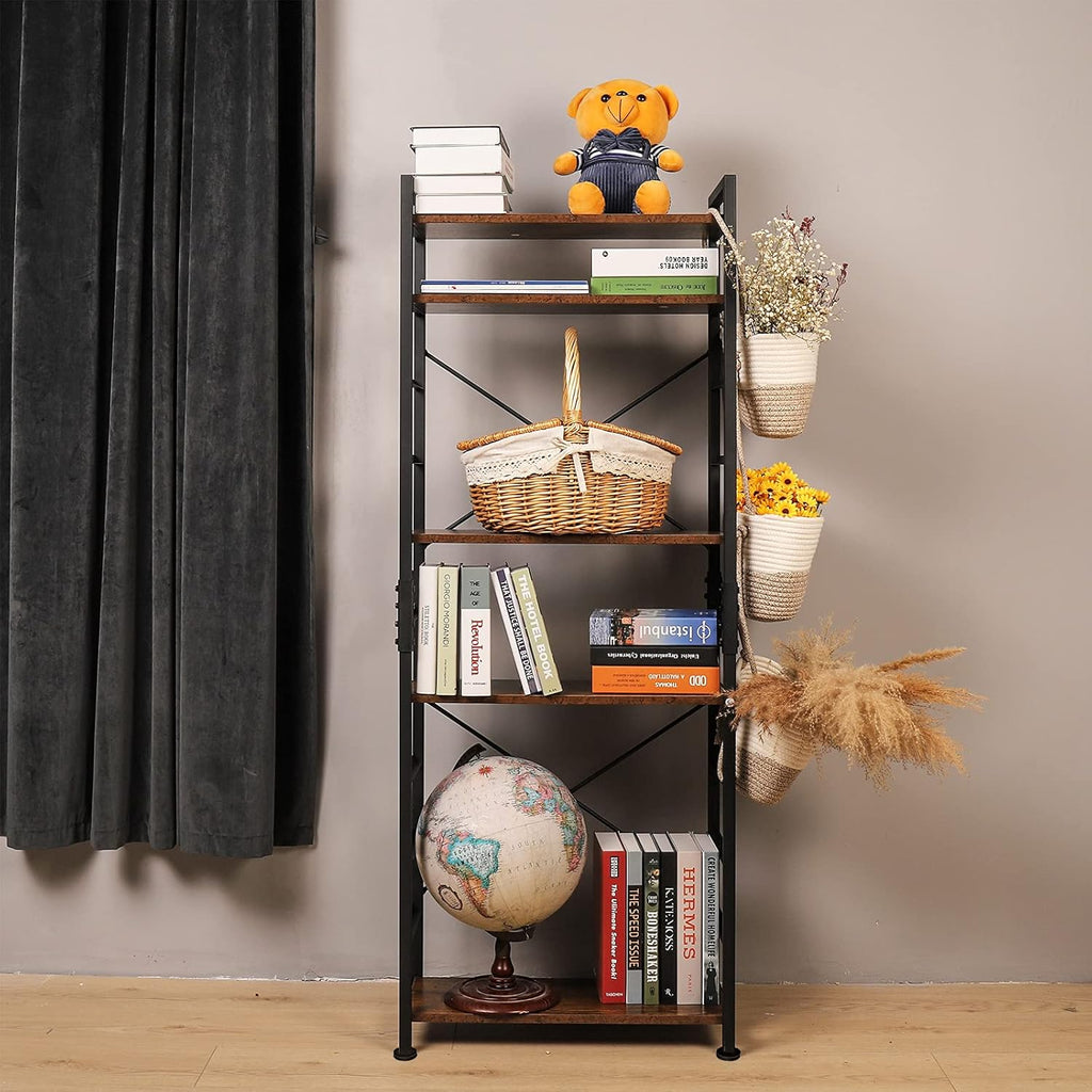 5 Tier Adjustable Metal and Wood Bookshelf H9457