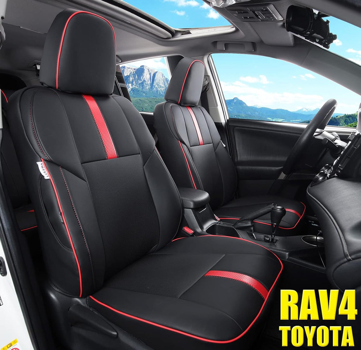 Black Waterproof Faux Leather Car Seat Covers Full Set O4607