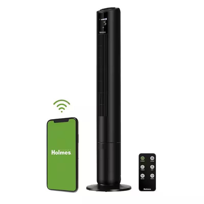 Black 5 Speed Wi-Fi Digital Tower Fan I341067