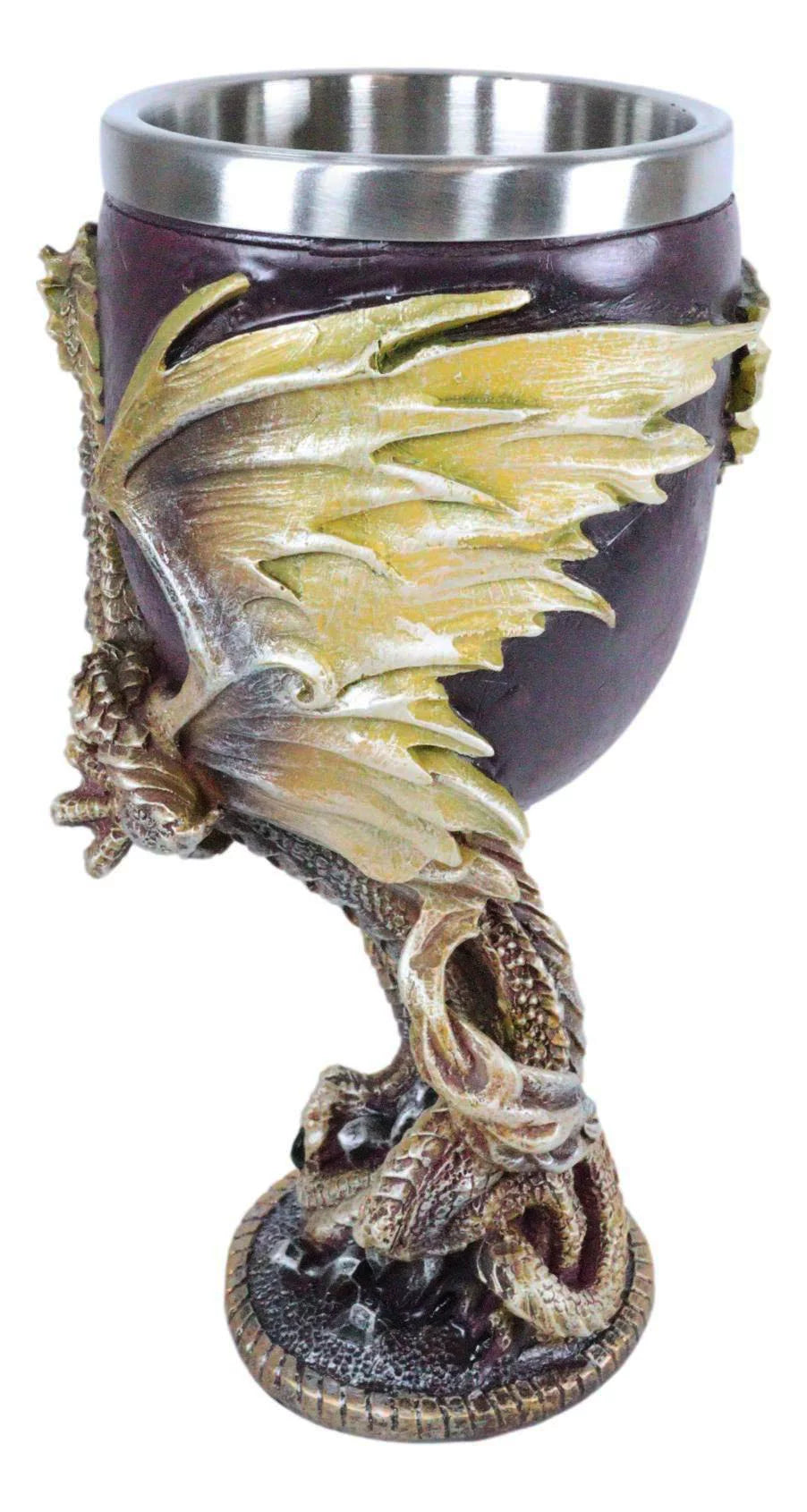 Maroon And Gold Dragon Wine Goblet 5oz H76501