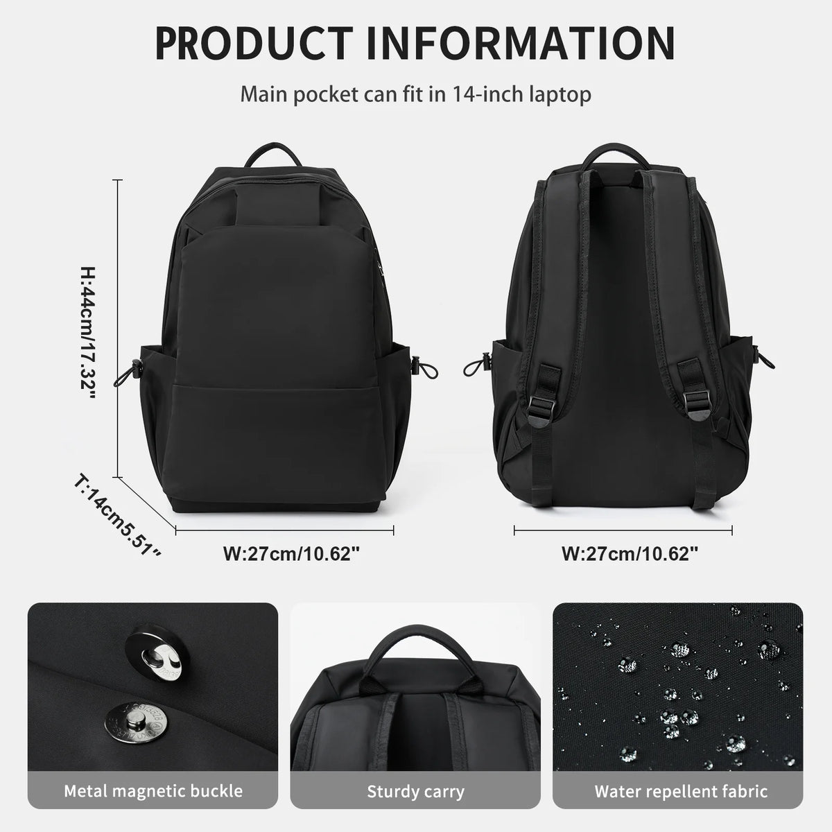 Black 15.6 Inch Laptop Backpack F558237