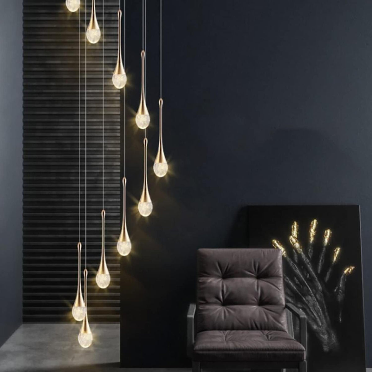 High Ceiling Dimmable Crystal Chandelier with LED Bulb Z1233