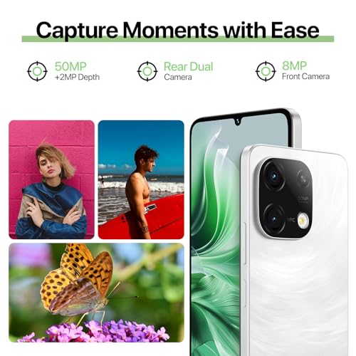 Android 14 Unlocked Smartphone 12GB 128GB 6.75" HD+ 90Hz 5000mAh 50MP White Z661