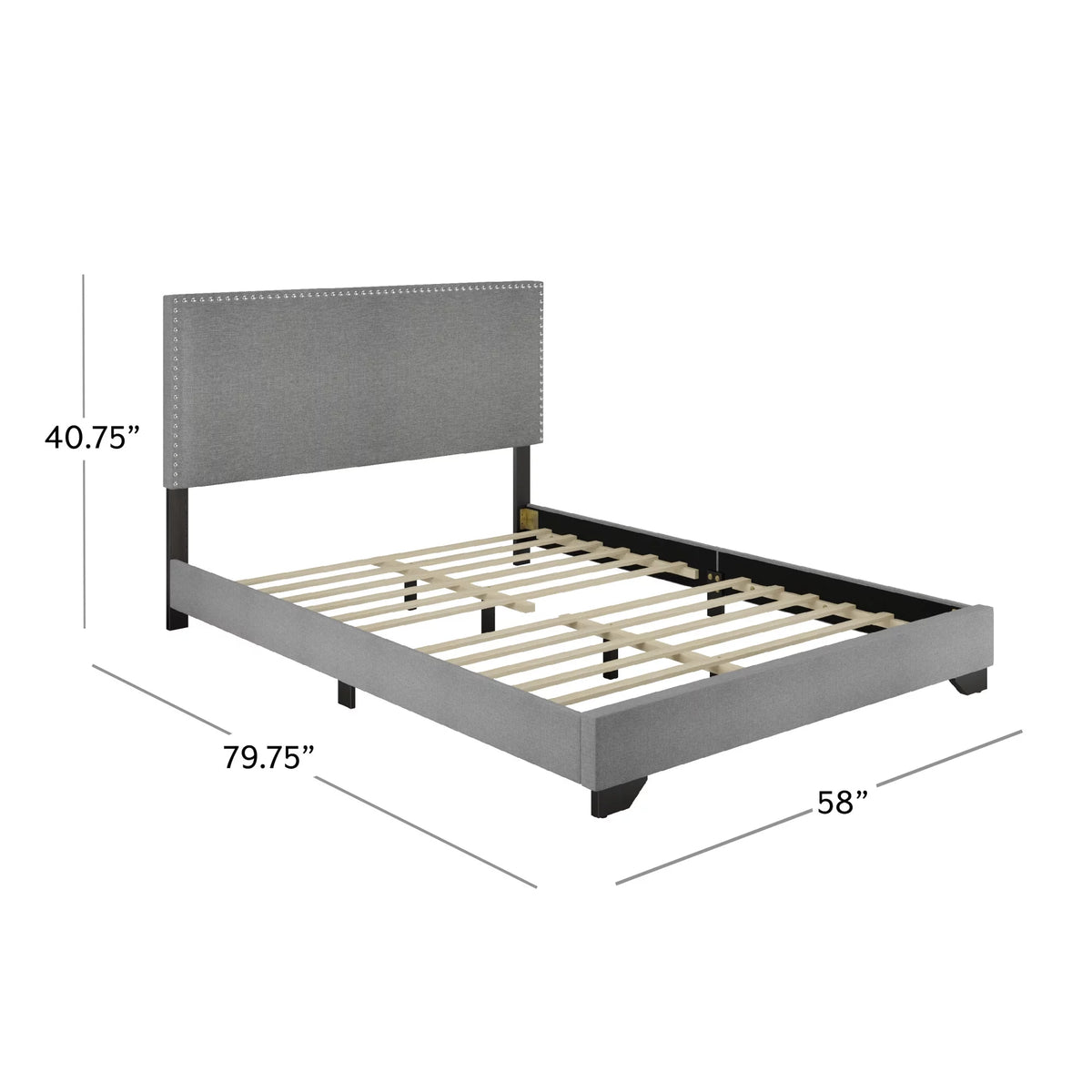 Cream Upholstered Full Platform Bed A41826