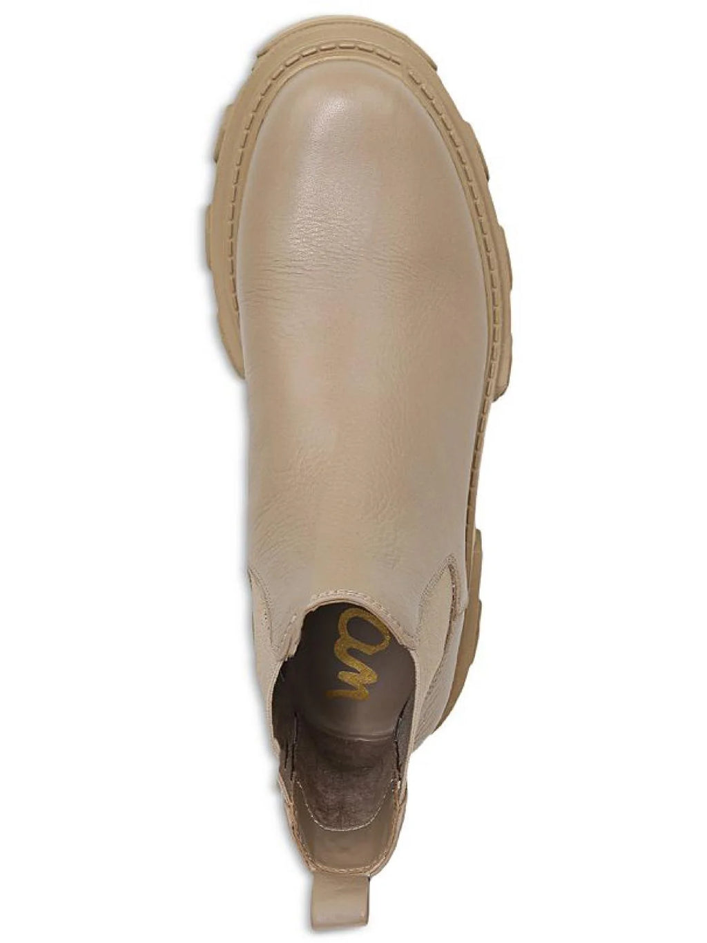 Beige Leather Lug Sole Ankle Boots C1664