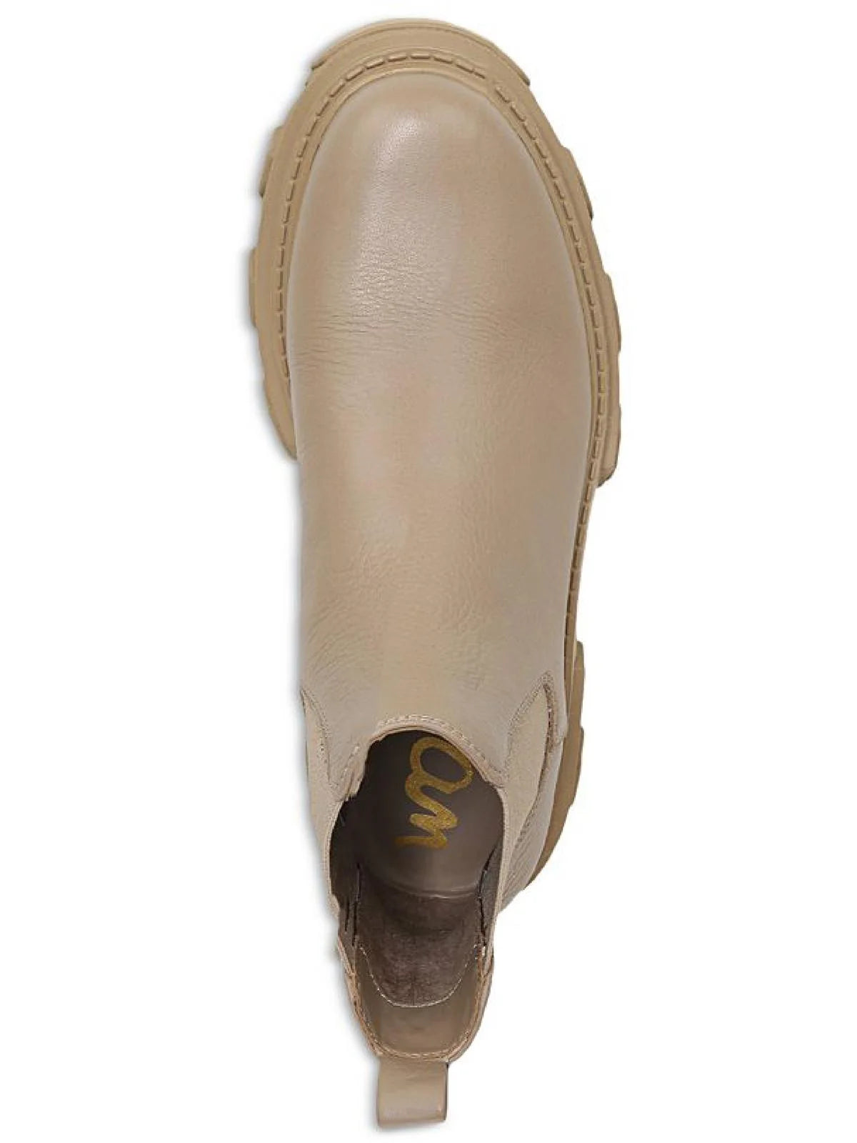 Beige Leather Lug Sole Ankle Boots C1664
