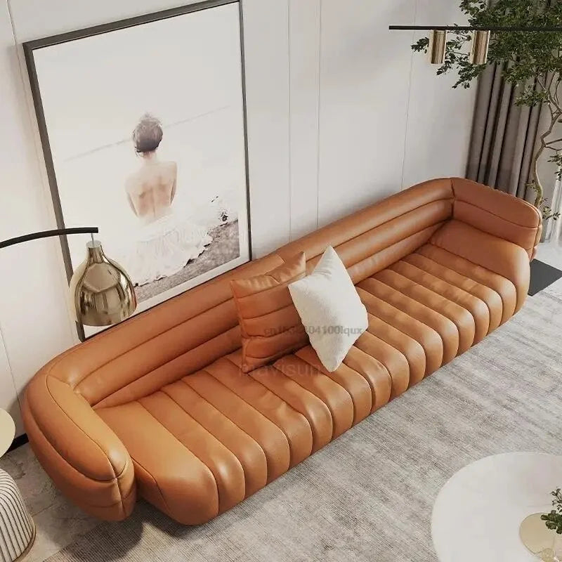 Yellow Light Grey Leather Sofa A43027