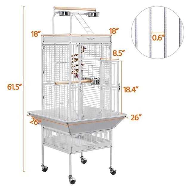 Rolling Metal Parrot Cage with Playtop Q170