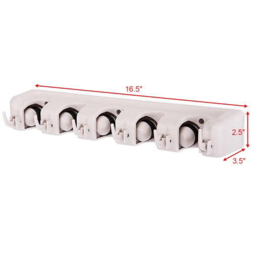 White Wall Mounted Mop & Broom Hanger K4678