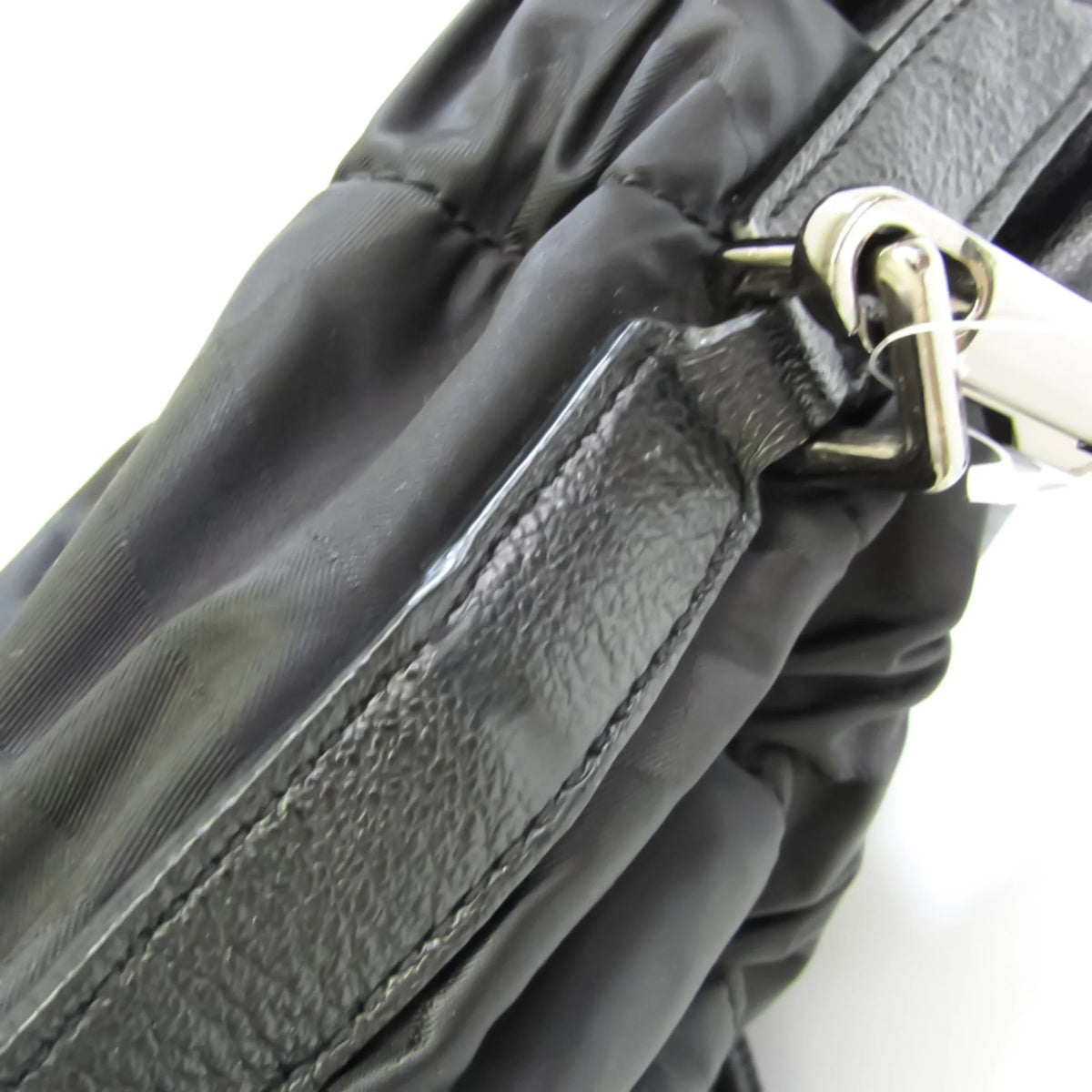 Black Leather Nylon Handbag Shoulder Bag K347
