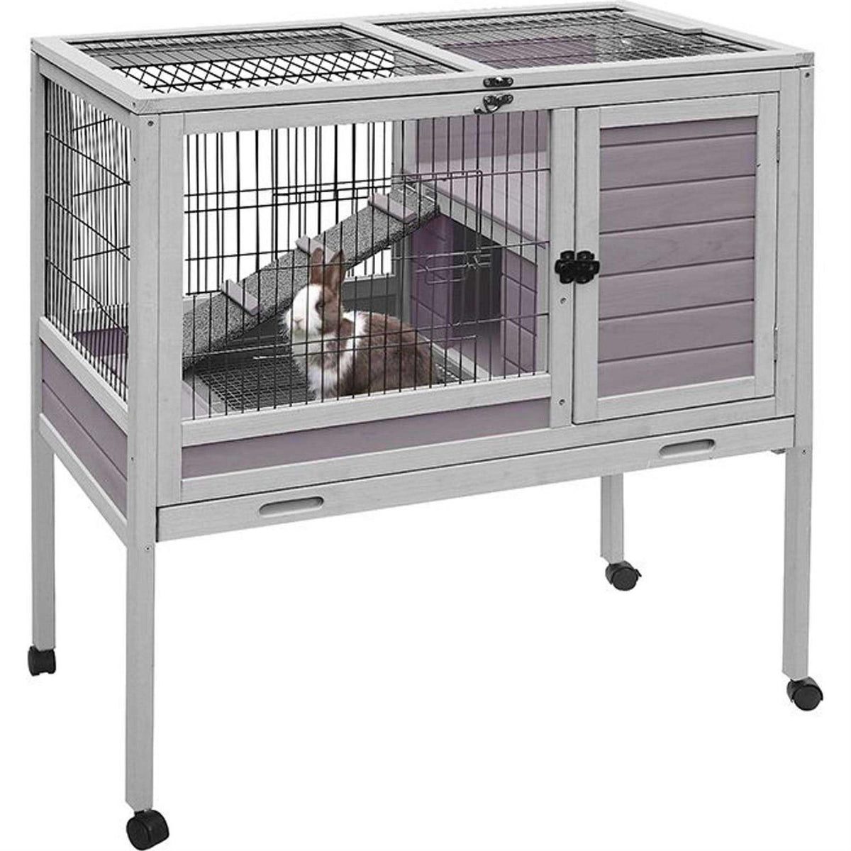Small Rabbit Hutch with Pull Out Tray V497