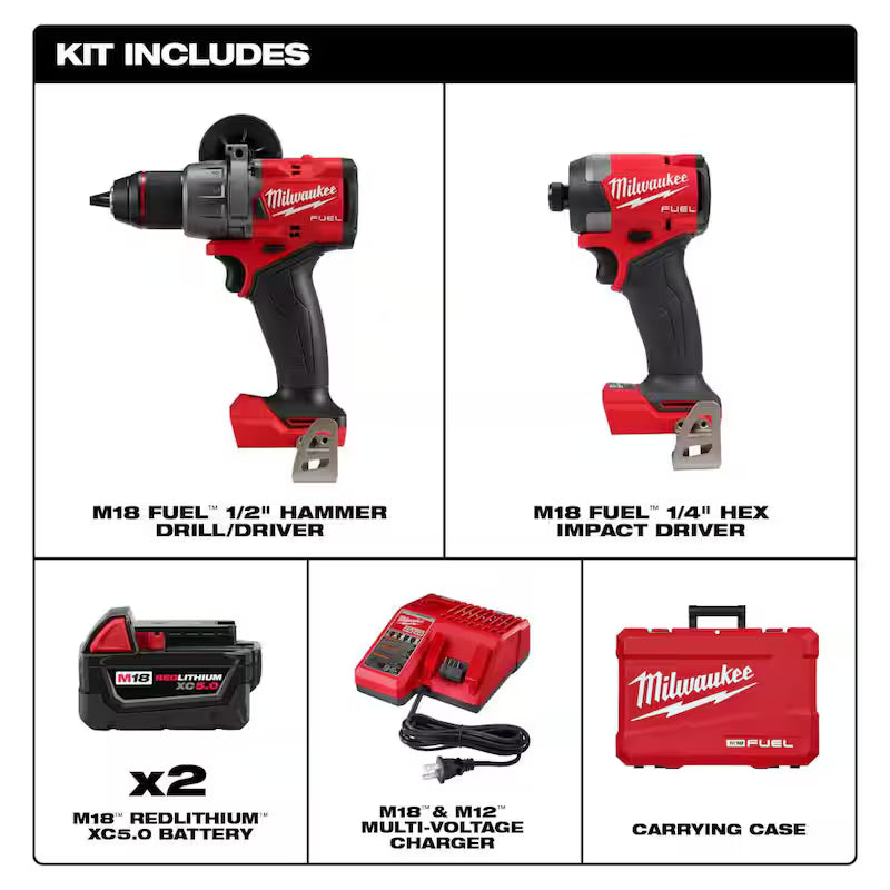 18-V Li-Ion Brushless Cordless Hammer Drill/Impact Driver Combo Kit (2-Tool) with Bi-Metal Hole Saw Set (11-Piece) D909370