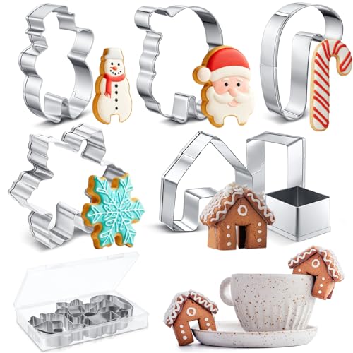 7 Pcs Stainless Steel Christmas Mug Topper Cookie Cutters F634